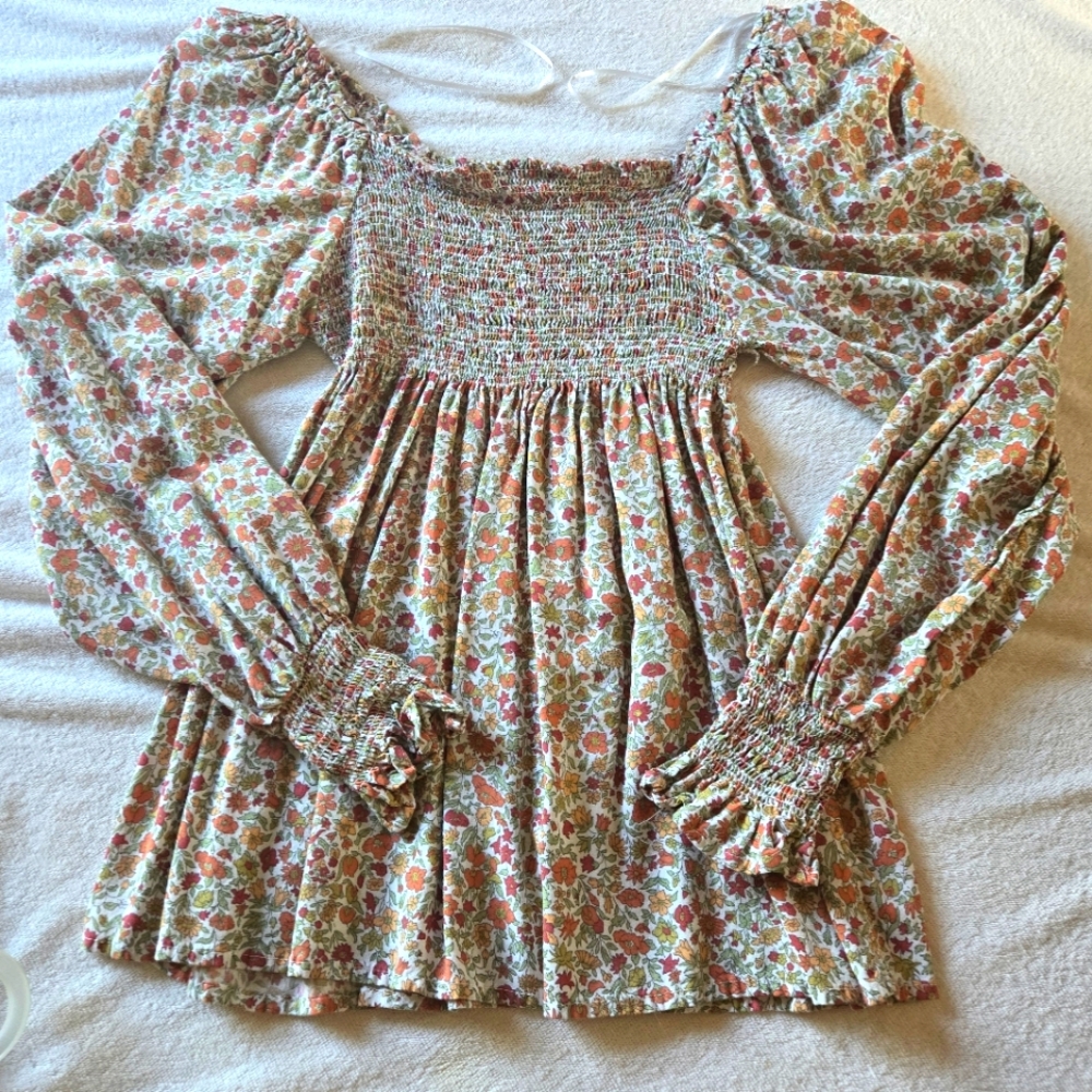 Cynthia Rowley Floral Ruffle Top PTP=10.5"-13"